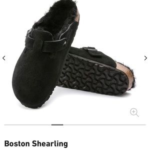Shearling Boston clogs Birkenstock. Size 40 all black